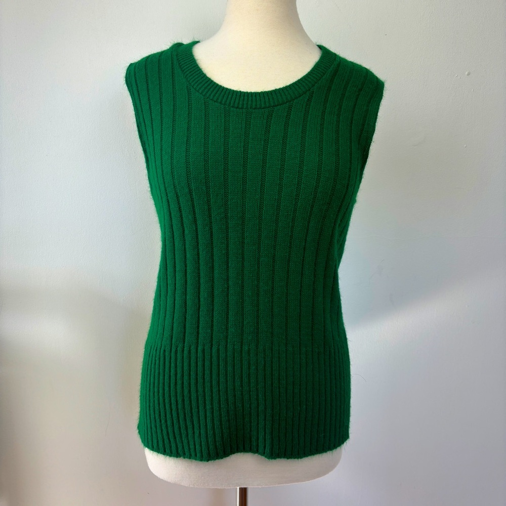 Vintage 70s Disco JCPenney Towncraft Green Orlon Acrylic Sweater Vest Women's M